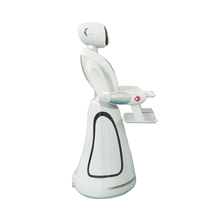 Waitress robot circulating with drinks at an event